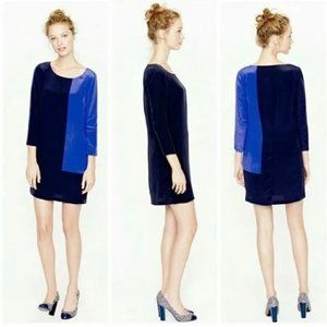 J Crew Blue Colorblock Silk Shift Dress